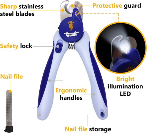 Led dog nail clippers with - led,